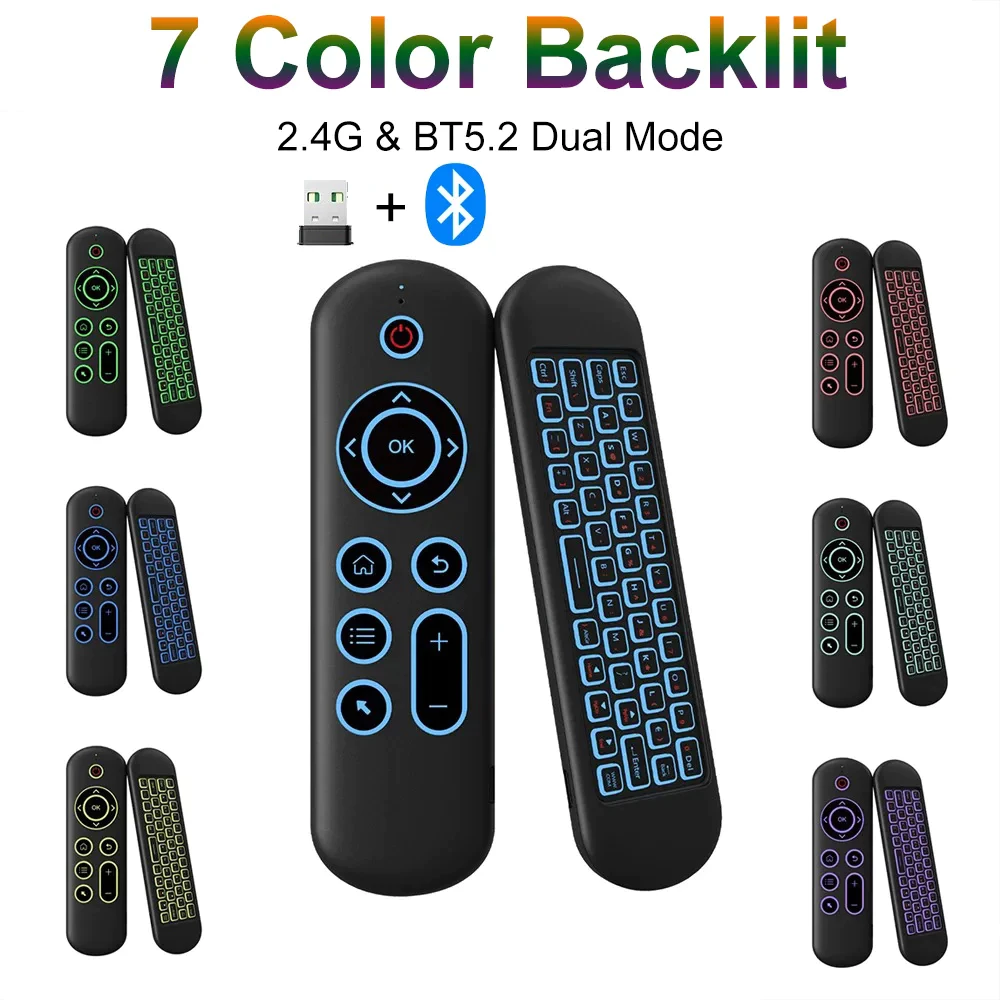 M5 Air Mouse เมาส์ไร้สาย Bluetooth 5.2 & 2.4G รีโมทคีย์บอร์ด มีไฟ Backlight สั่งงานด้วยเสียง สำหรับ Android TV Box PC