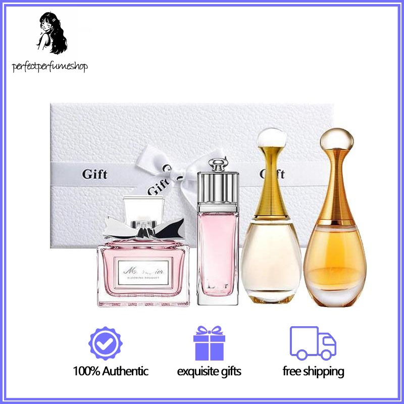 ʤ1or perfume four-piece gift set 5ml*4 jadore-edp/edt 5ml miss 5ml Pink Allure 5mlกล่องของขวัญพรีเมี