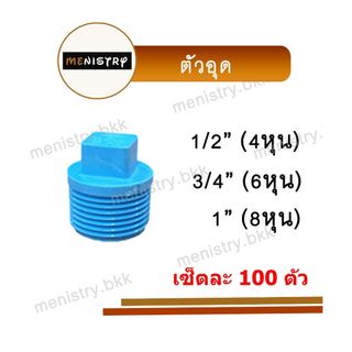 (เซ็ตละ 100 ตัว) ปลั๊กอุด เกลียวนอก ข้อต่อพีวีซี PVC