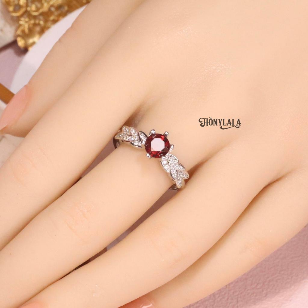 GR87 โกเมน แหวนพลอยแท้ปรับขนาดได้ | ซื้อ 1 แถม3 แถมกล่องสีทองกำมะหยี่ และเครื่องประดับ 1 ชิ้น