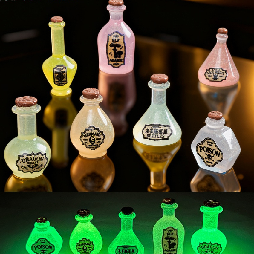 j158ขวดเวทมนตร์ขวดยาเสน่ห์ของเล่นจิ๋วจำลองเซ็ตละ 8 ชิ้น