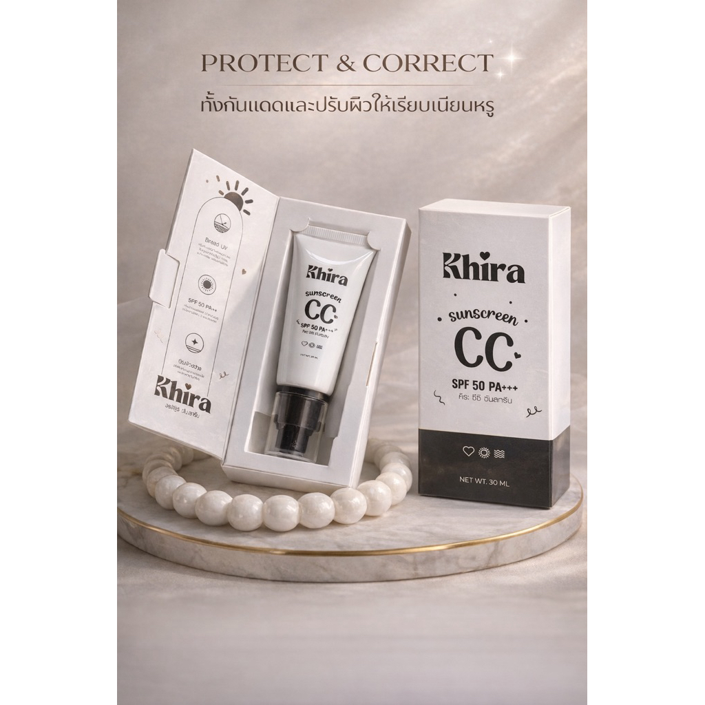 กันแดด KHIRA SUNSCREEN CC SPF50PA+++ 30ml (ตะกร้า จขบ)