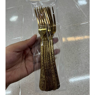 ช้อนส้อม ส้อมสแตนเลส (แพ็ค 6ชิ้น) ช้อนสีทอง ผลิตจากสแตนเลสคุ…