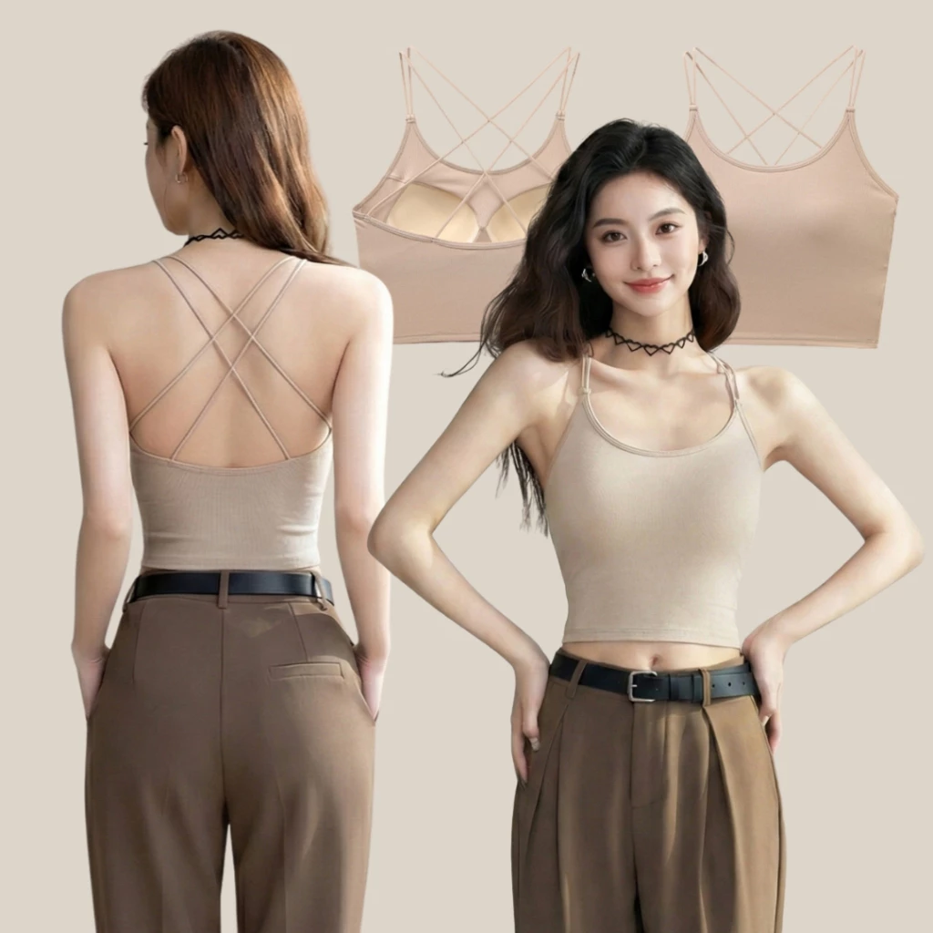 WsimpleBra | Sophia Crop Top สายเดี่ยว ทรงครอป มีบราในตัว เลิกใส่ชุดชั้นในและซิลิโคลปิดจุก