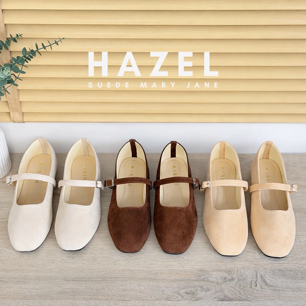Rarin รุ่น [ Hazel ] 36 - 41 รองเท้าผู้หญิง Suede Mary Jane รุ่นใหม่ ดีไซน์คลาสสิก