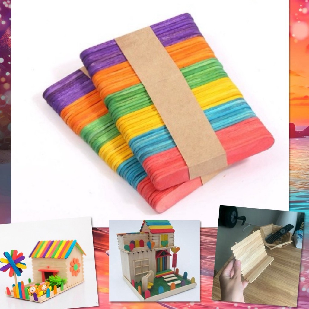 🌈 ไม้ไอติม ไม้ไอศครีม ไม้ไอศกรีม สีรุ้ง สีไม้ ธรรมชาติ DIY (แพ็ค 50 ชิ้น) งานประดิษฐ์ งานฝีมือ ของเล่น 🌈