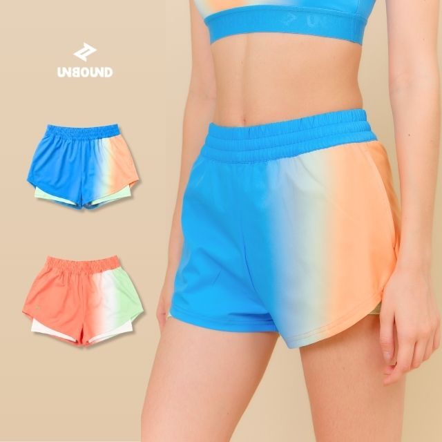 UNBOUND GRADIENT ACTIVE SHORTS กางเกงขาสั้นไล่เฉดสี มีซับใน (เฉพาะกางเกง) มี2สี