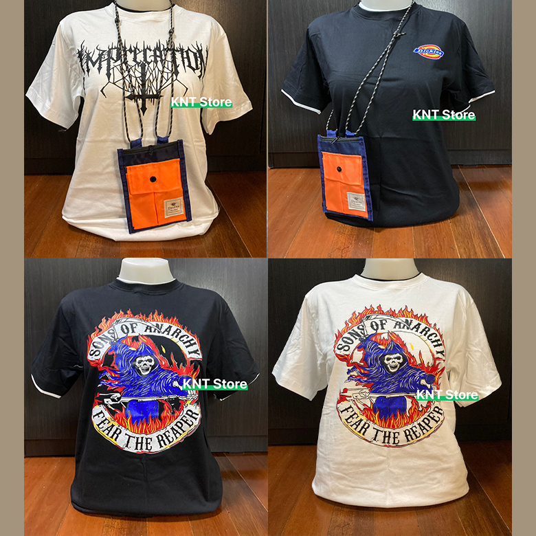 พร้อมส่ง!!! เสื้อยืดแขนสั้นคอกลมสองชั้น มีลายให้เลือก