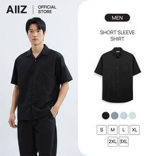 AIIZ เสื้อเชิ้ตผู้ชายแขนสั้น สีพื้น AIIZ Men's Short Sleeve …
