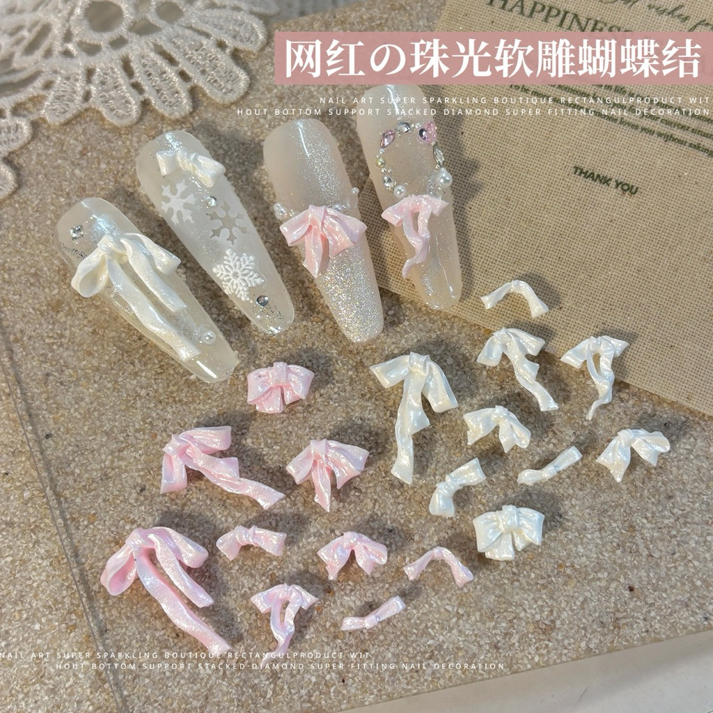 อะไหล่ติดเล็บ โบว์หรูหรา หลากหลายแบบ สีสวย 50ชิ้น/ห่อ สินค้าพร้อมส่งในไทย