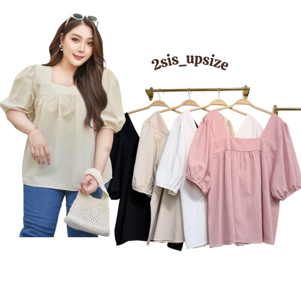 2S-1234 เสื้อสาวอวบสไตล์มินิมอล เนื้อผ้าคัตตอลลินิน อกเริ่ม40-54นิ้ว