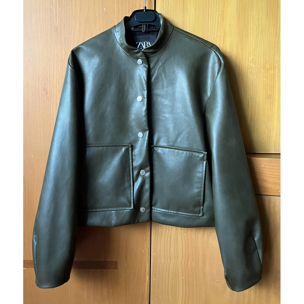 Zara leather bomber jacket