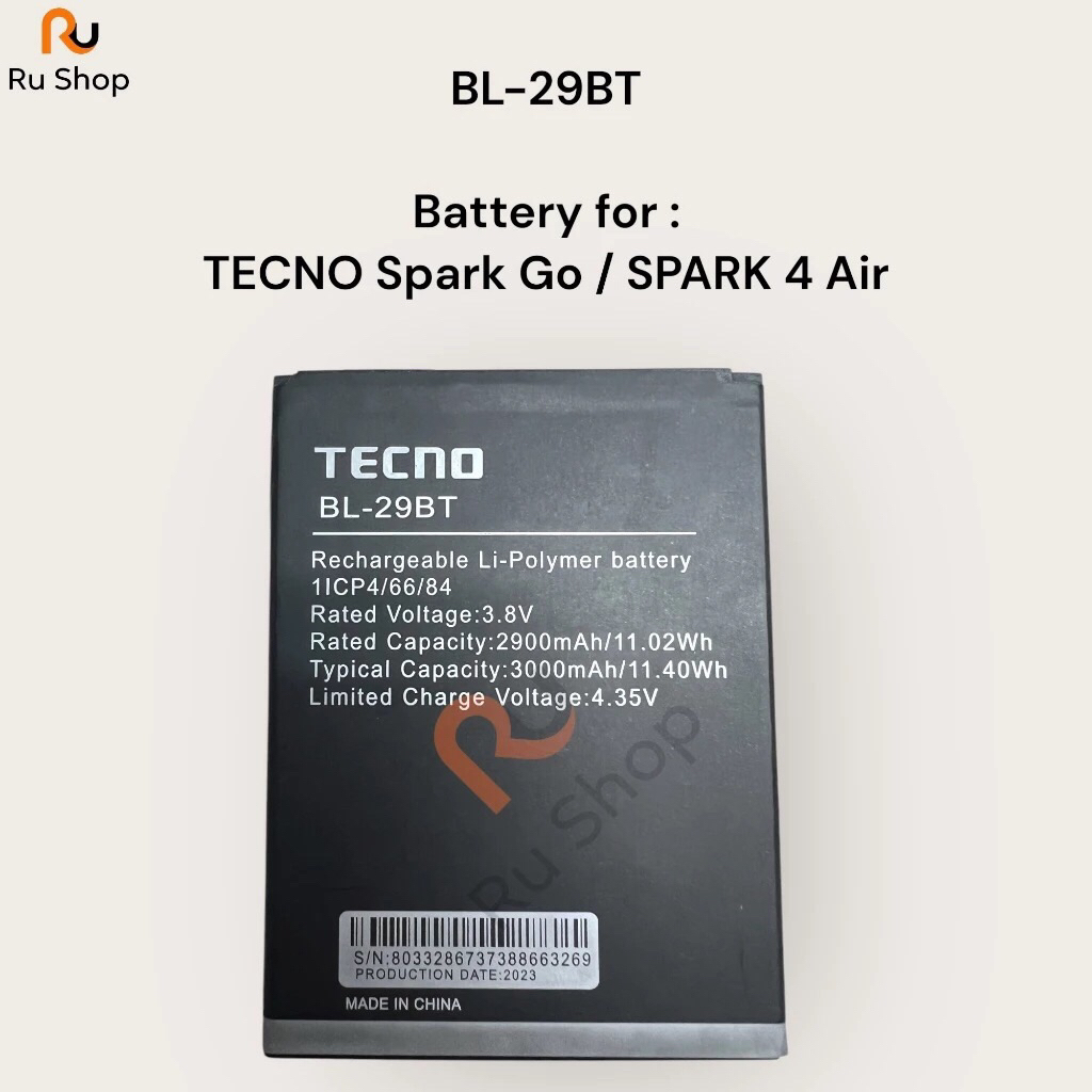 แบตเตอรี่ TECNO Spark Go / 4 Air KC1 KC1j Kc6 BL-29BT 3000mAh ประกัน 3 เดือน