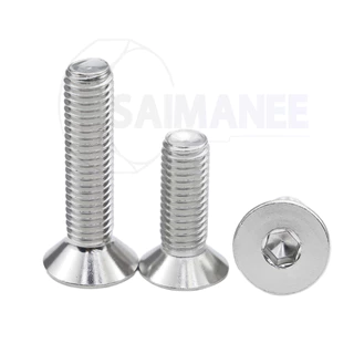 น็อต สกรู หัวจม เตเปอร์ สแตนเลส 304 เกลียวมิล หยาบ M6 /Flat Head Hexagon Socket Machine Screw SUS304