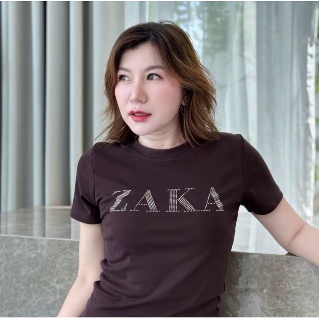 เสื้อยืดคอกลมแขนสั้น รีดเพชรลาย ZAKA ป้าย WJ&WG รูปที่ 6