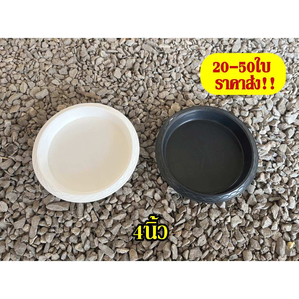จานรองกระถาง จานรองกระถางต้นไม้ พลาสติก ขนาด 4นิ้ว สีดำ สีขาว เซต 20ใบ 50ใบ