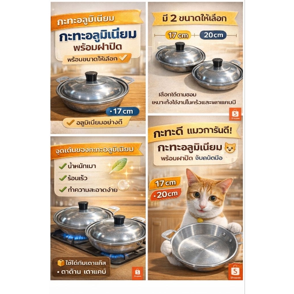 กระทะไข่ดาว กระทะไข่ดาวพร้อมฝาปิด​ ฝาไข่กระทะ​ กระทะทอดไข่  ขนาด17cm.และ20cm.(ตราหงส์ทอง)​