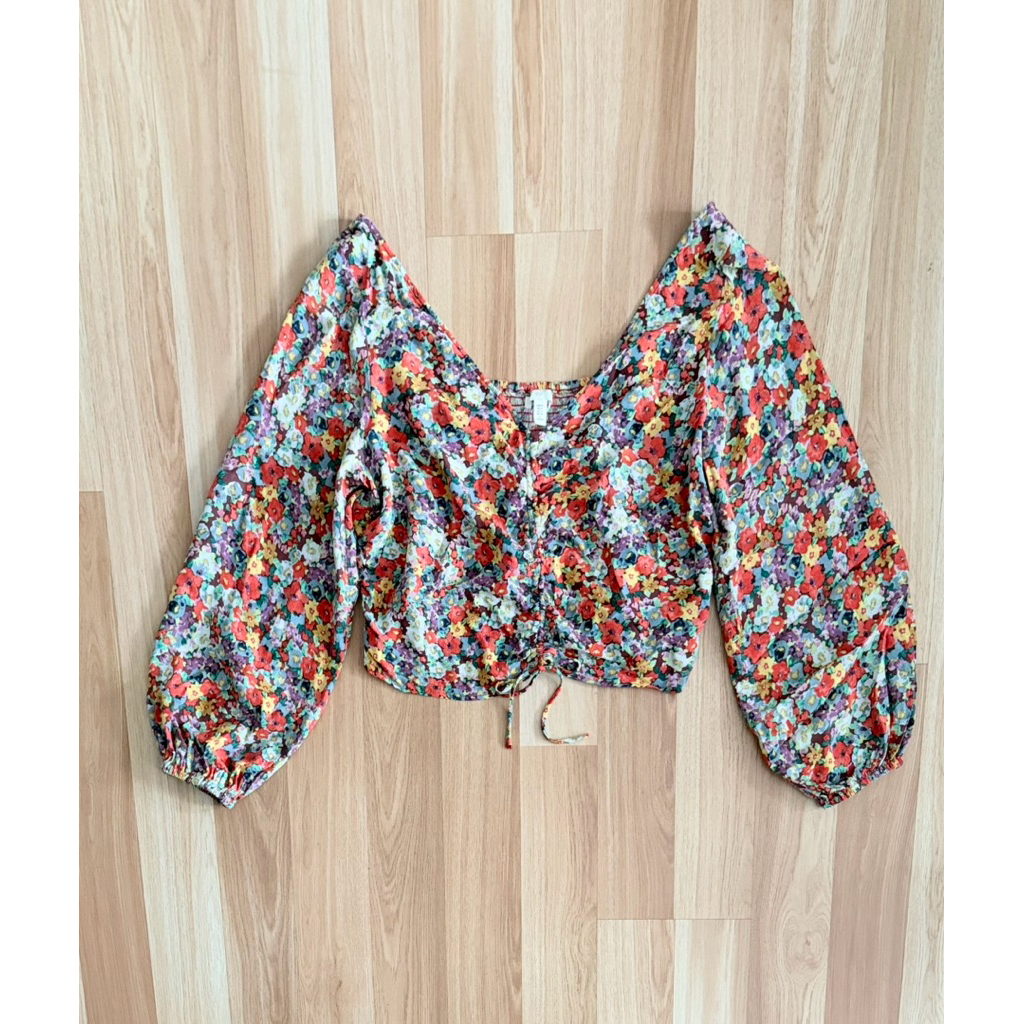 h&m floral crop top xl