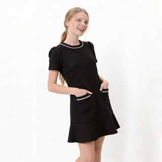 EP เดรสสั้นผ้าทวีต ผู้หญิง สีดำ | Tweed Short Dress | 05003