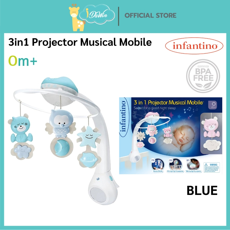 Infantin 3 in 1 Musical Mobile & PROJECTOR โมบายติดเตียงเด็ก โมบายเตียงเด็ก โคมไฟ LED WOM SOOTHING