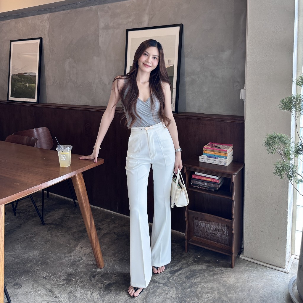 LAMSANG P04 Lynnie Pants กางเกงขาม้าเอวสูง ตะขอหน้า รูปที่ 3