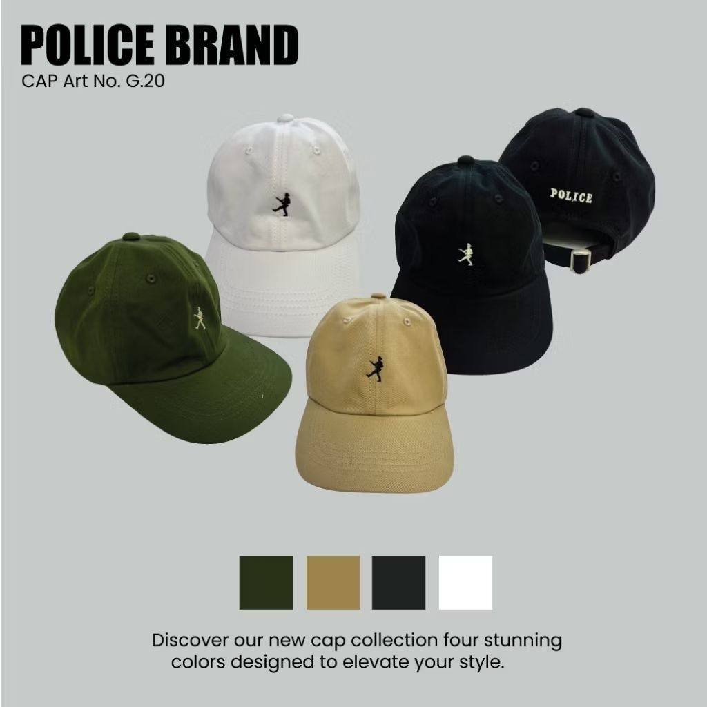 หมวด Police Brand New Collection 4 สี ดำ, ขาว,เขียว, ครีม