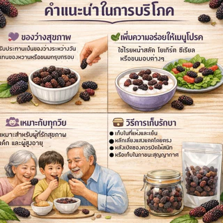 มัลเบอรี่อบแห้ง ลูกหม่อน ผลไม้อบแห้ง Mulberry dried fruit 250 กรัม ตราภูดอย สินค้าไทยปลอดภัย100% รับประกันคุณภาพ