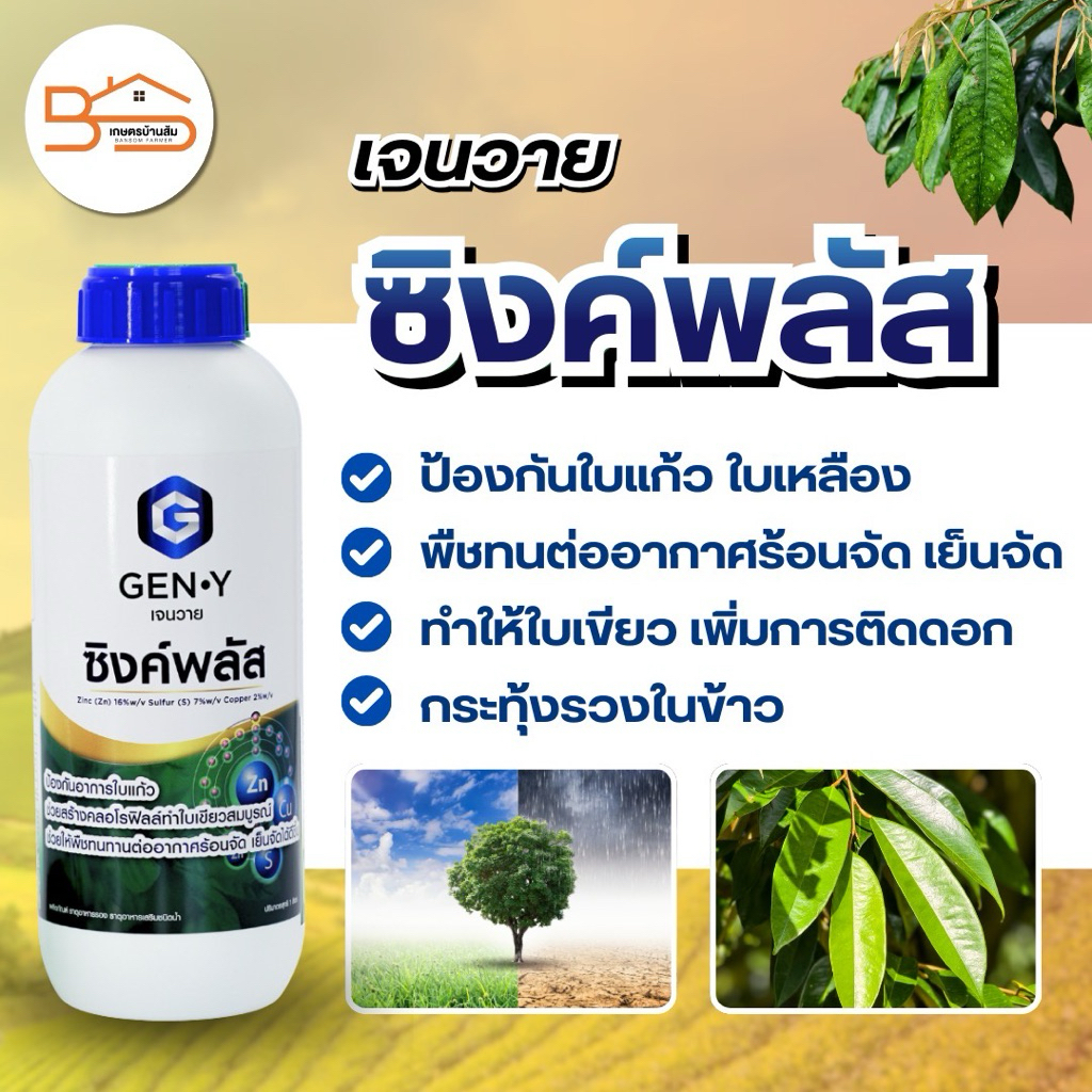 เจนวาย ซิงค์พลัส สังกะสีเข้มข้น 16% เร่งการแตกยอด แตกใบอ่อน แก้อาการใบเหลือง