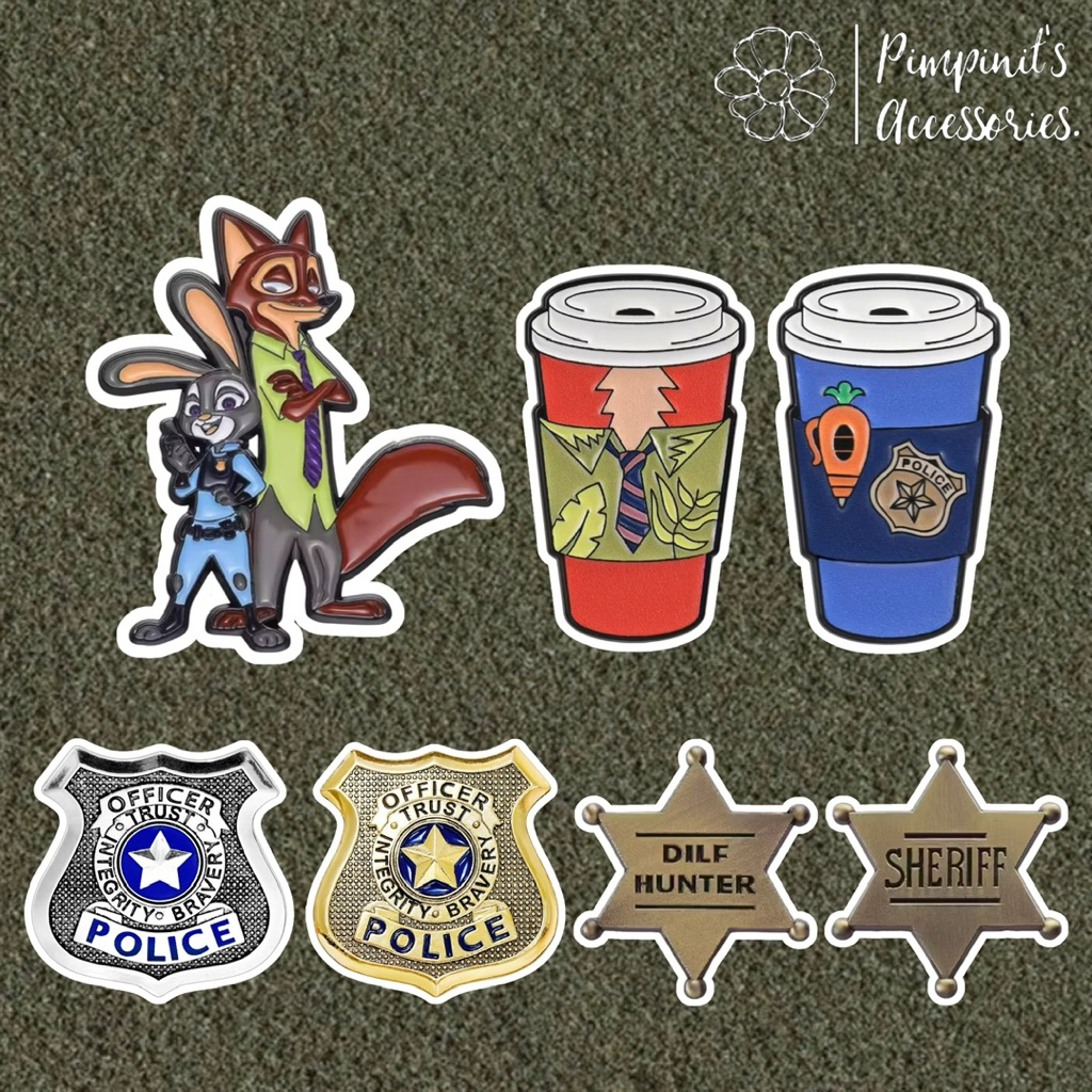 ✿ ร้านในไทยพร้อมส่ง : เข็มกลัดนิค ไวลด์และจูดี้ ฮอปปส์ ซูโทเปีย | NICK WILDE & JUDY HOPPS - ZOOTOPIA Enamel Brooch Pin