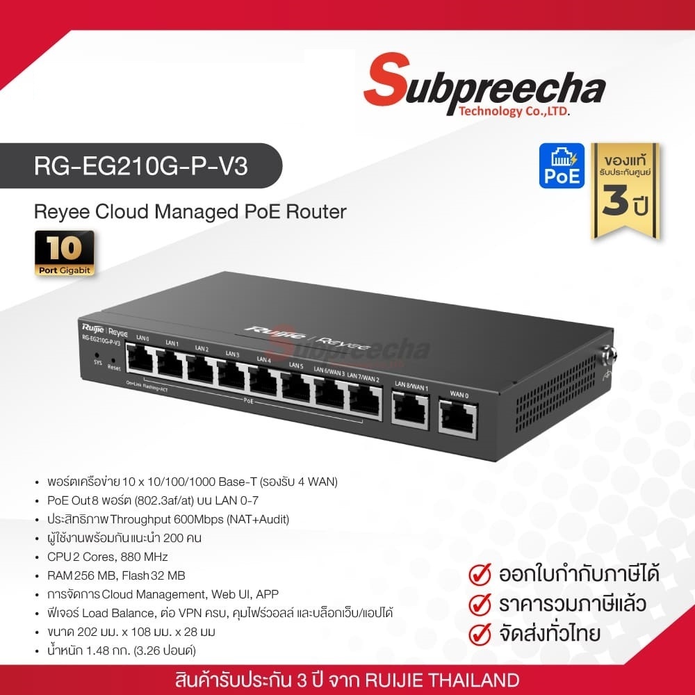 RG-EG210G-P-V3 / Ruijie-Reyee Cloud Managed PoE Router