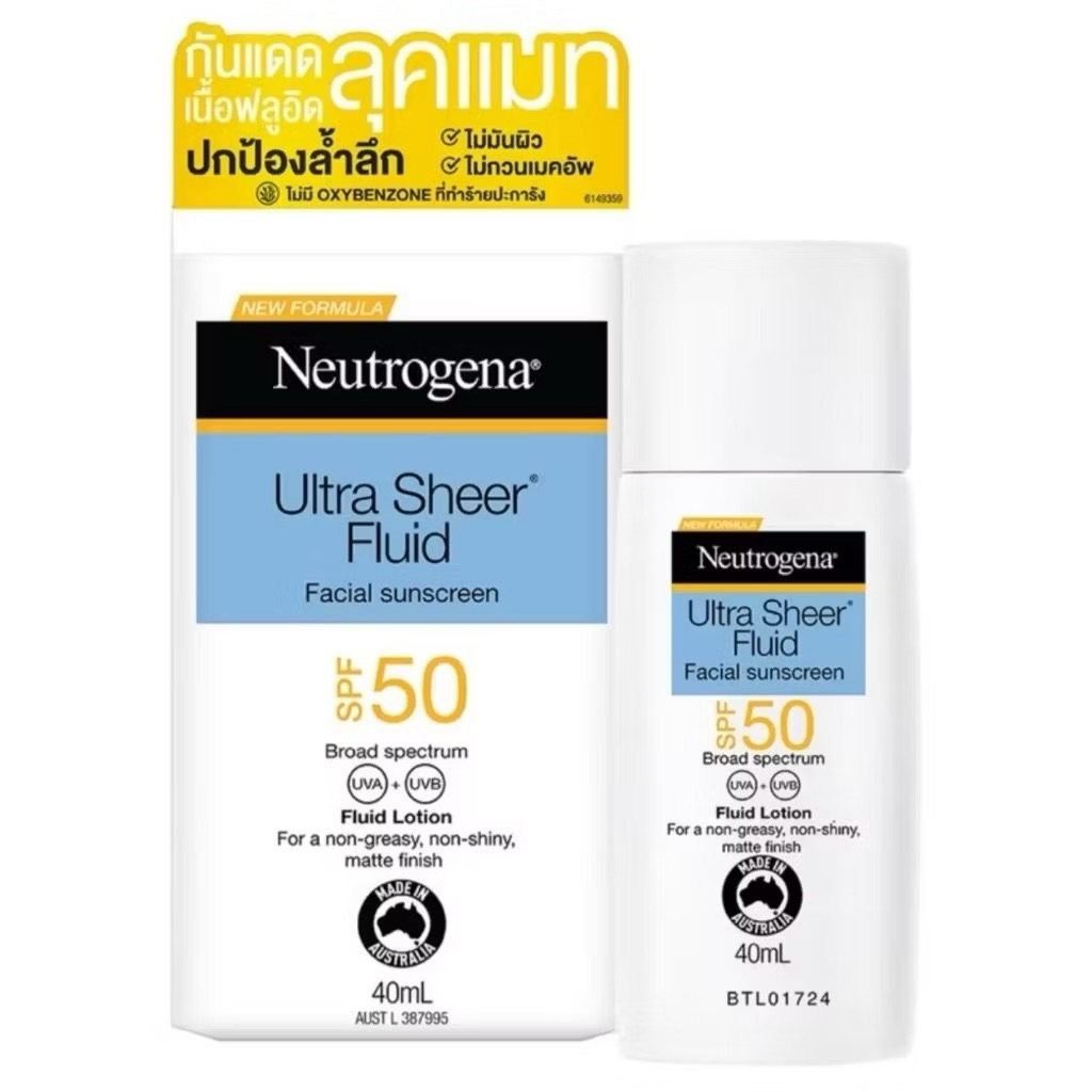 Neutrogena Ultra Sheer Facial Sunscreen SPF 50 40ml เหมาะกับผิวบอบบาง ซึมเข้าผิวไว 2 สูตร
