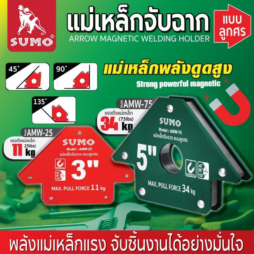 SUMO แม่เหล็กจับฉาก ตัวเข้ามุมฉาก ฉากแม่เหล็ก จับฉาก แบบ 6 เหลี่ยม แบบลูกศร ขนาด 3 นิ้ว 5 นิ้ว