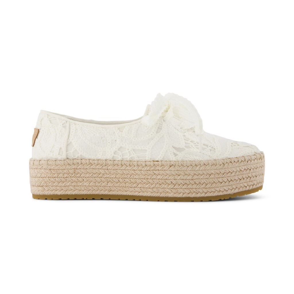 TOMS รองเท้าลำลองผู้หญิง รุ่น Valencia Lace Up Egret Floral Crochet (CG) รองเท้าลิขสิทธิ์แท้
