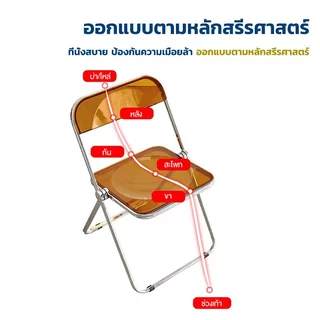 🔥เก้าอี้ใสเก้าอี้พับอะคริลิค ins ลมที่ทันสมัยเรียบง่ายเก้าอี้รับประทานอาหารในครัวเรือนเก้าอี้สตูลแต่งหน้า🚛พร้อมส่ง