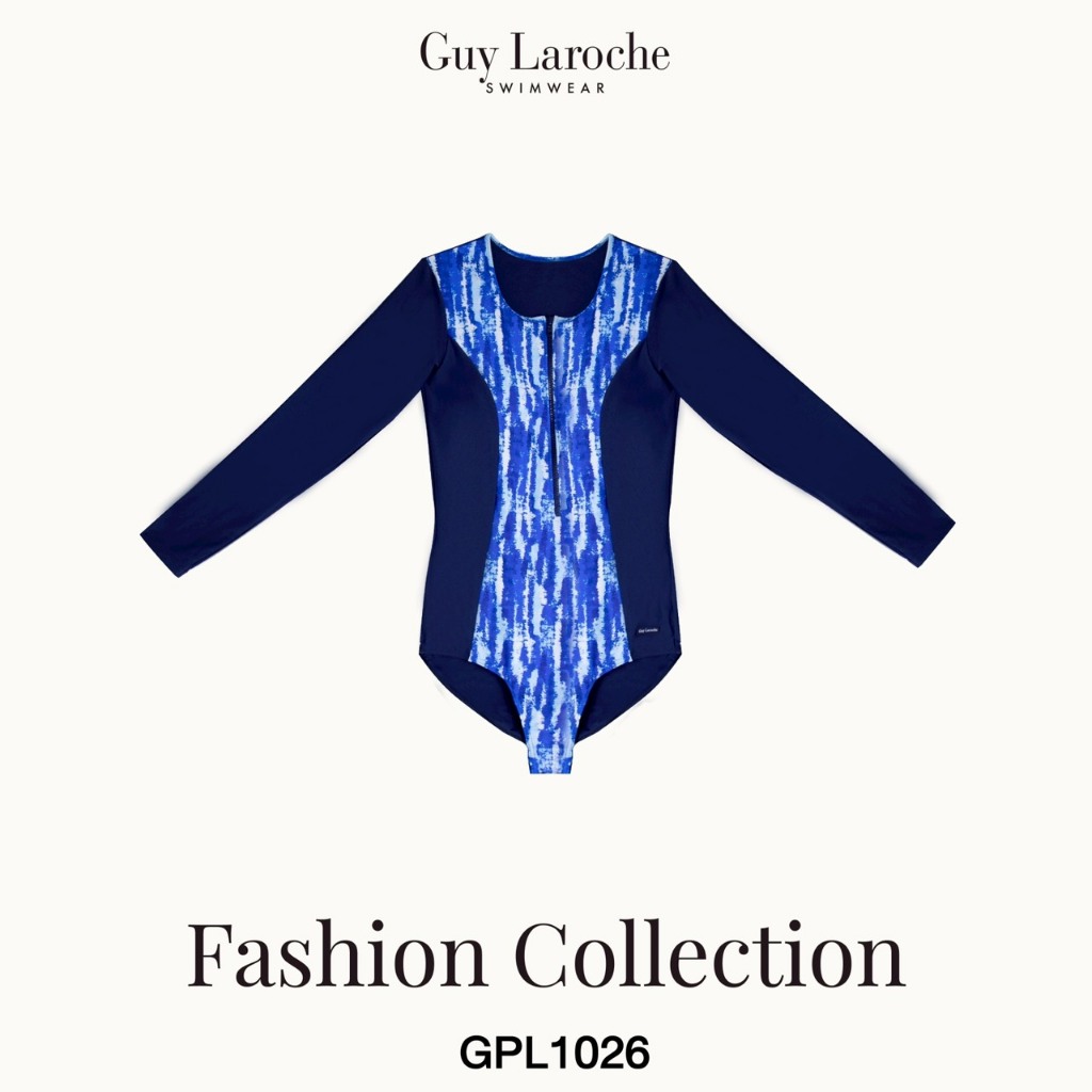 Guy Laroche ชุดว่ายน้ำ วันพีซ (One piece) เสื้อแขนยาว กางเกงเว้าขา สาวอวบ Plus size กีลาโรช GPL1026