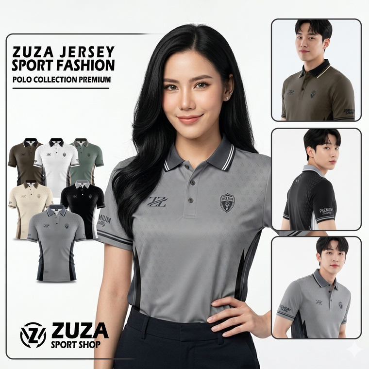 ZUZA - SPORT CLUB เสื้อโปโล คอปกพรีเมี่ยม เรียบง่ายดูดี โทนสีเบสิก ดีเทลกระดุมสแนป สะดวกต่อการใช้งาน เนื้อผ้าแจ็คการ์ด.