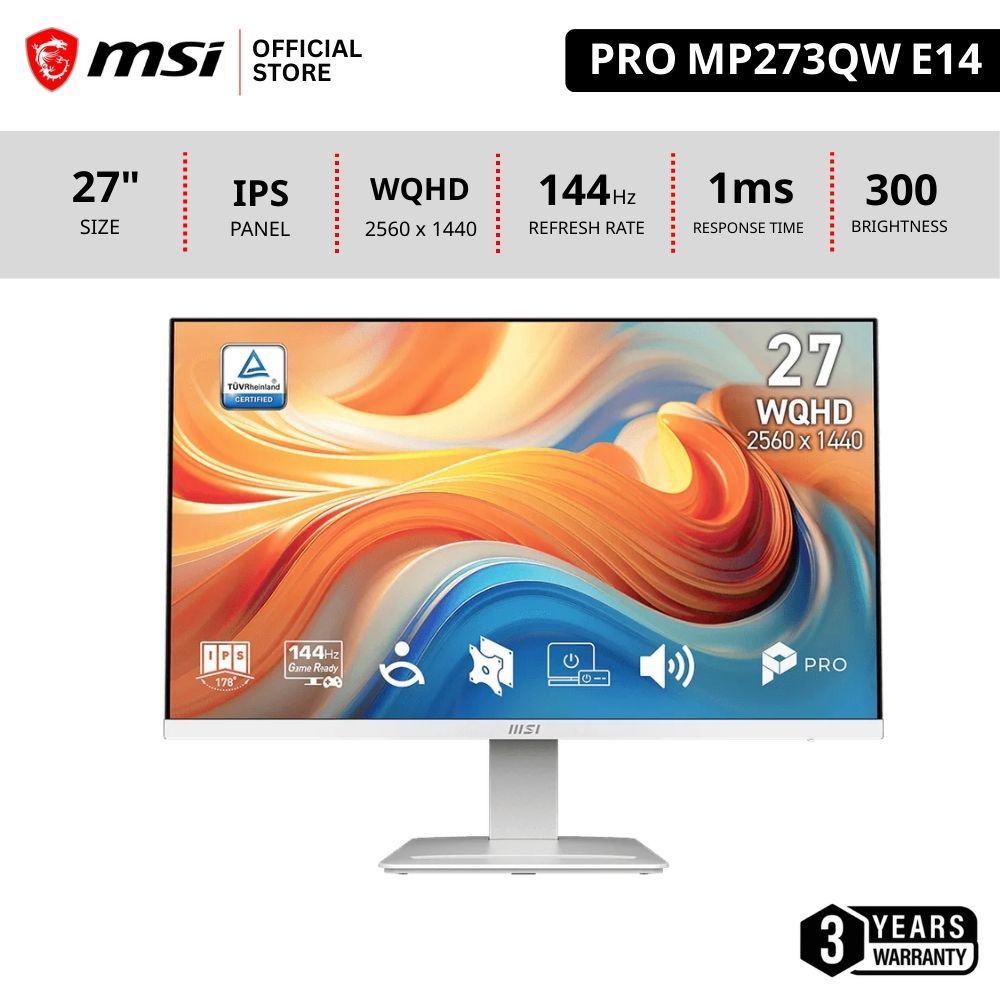 MSI PRO MP273QW E14 จอคอมพิวเตอร์ 2560 x 1440 (WQHD) Monitor