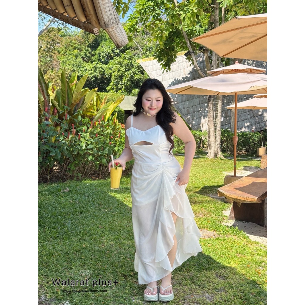 Drape Diva - เดรสสายเดี่ยว ทรงระบายยาวพริ้วสวย อก 38-52 นิ้ว เดรสสาวอวบ สาวพลัสไซส์ เดรสไซส์ใหญ่