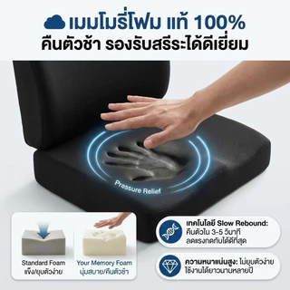 เบาะรองนั่งเบาะรองหลังเบาะรองเก้าอี้ลดอาการปวดเมื่อยเมมโมรี่โฟมแท้คลายความกดดัน