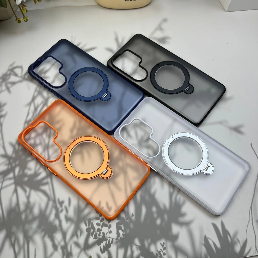 เคส Ring&Stand แหวนหมุนตั้งได้ กันลื่น หลังขุ่นขอบสี s26 Ultra / s25 / s24 / s23 / A17 / A16 / A26 / A57 / A56