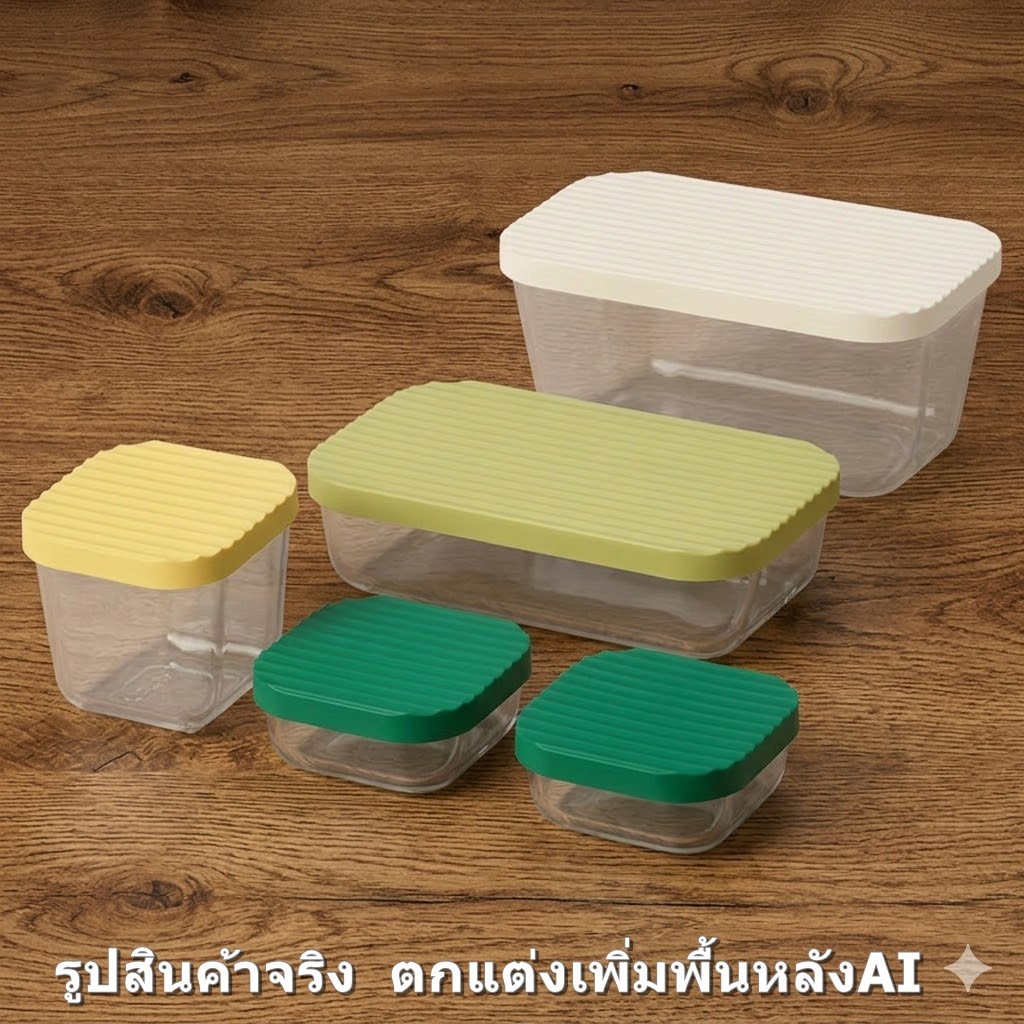 IKEA HAVSTOBIS กล่องแก้ว กล่องอาหาร ฝาปิดนิ่ม 5ชุด 10ชิ้น