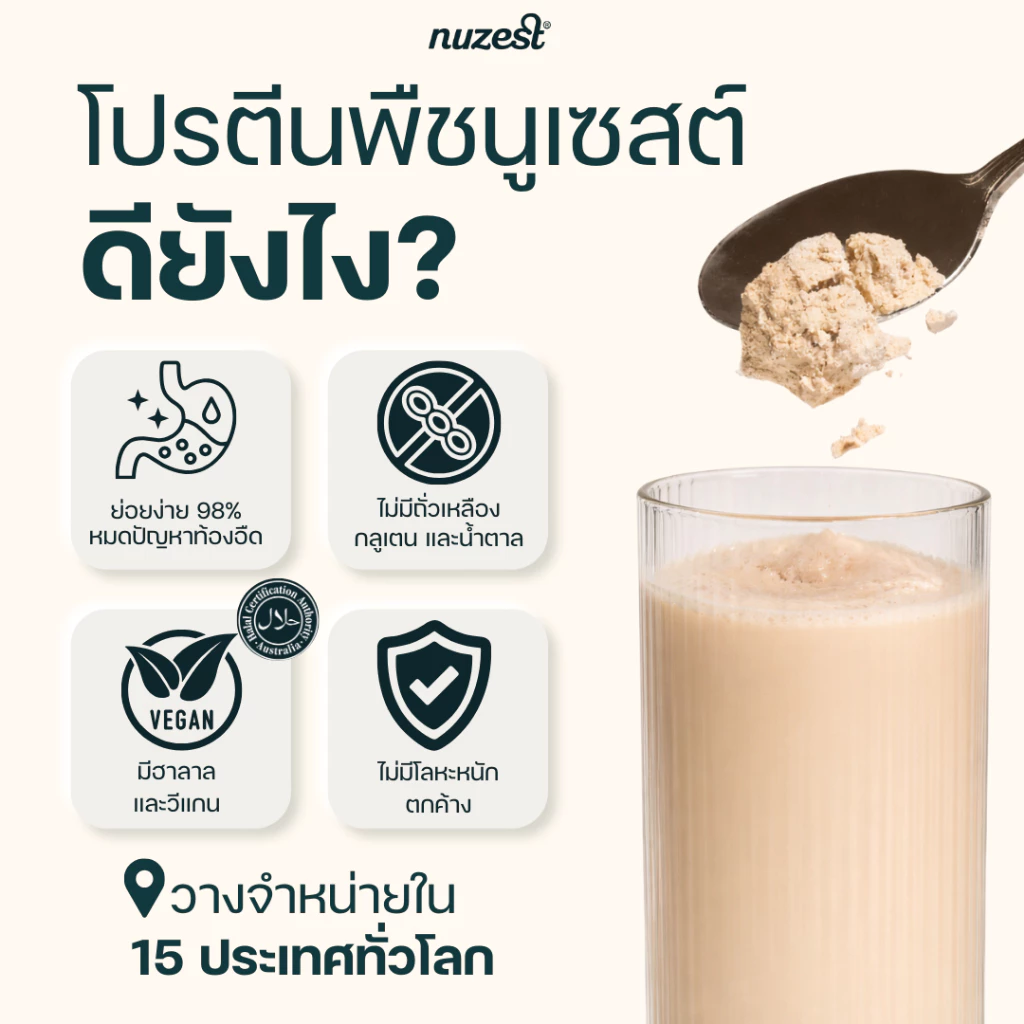 NUZEST โปรตีนพืช Plant Protein จากถั่วลันเตาสีทอง โปรตีนคุณหนูดี ชนิดชงดื่ม Set 1 กระปุก (เลือกรส) thumbnail 4