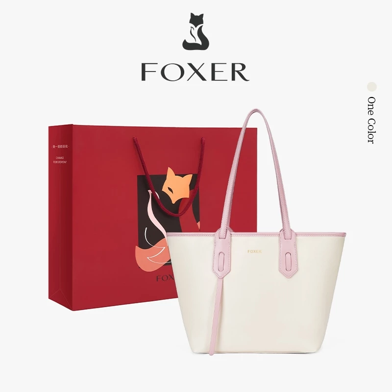 FOXER กระเป๋าสะพายไหล่ขนาดใหญ่ ดีไซน์เรียบง่าย มีซิปกระเป๋าซับใน เหมาะสำหรับท่องเที่ยว และแม่ๆพาลูกเที่ยว