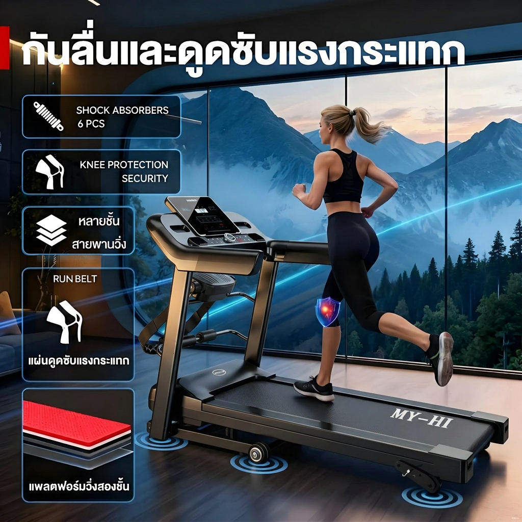 【รับประกัน10ปี】ลู่วิ่งไฟฟ้า JC700 ลู่วิ่ง 5.0HP แรงม้า สามารถปรับความชันได้ ปรับระดับความเร็ว 12ระดับ เครื่องวิ่ง รูปที่ 3