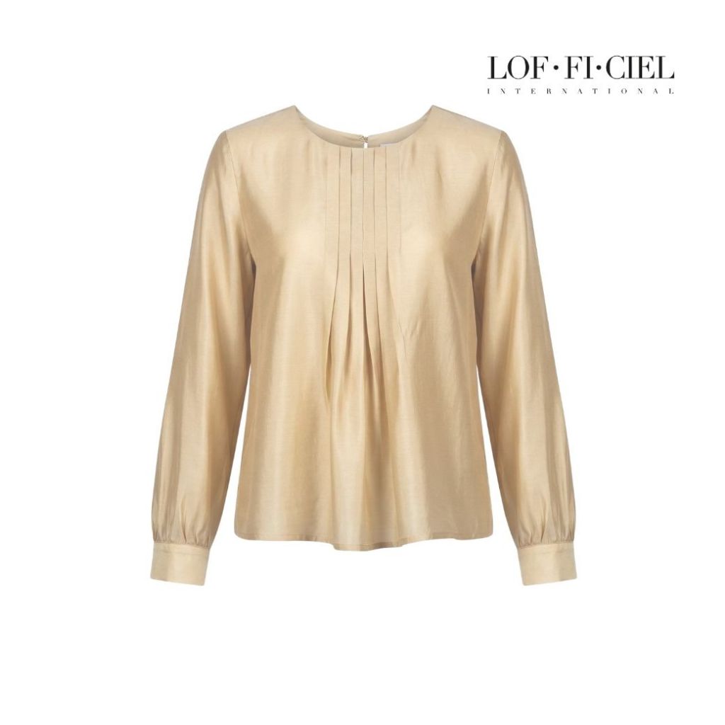 LOF-FI-CIEL เสื้อ ตรุษจีน ญ Sheer Satin Long sleeve Beige  เชียร์ ซาติน แขนยาว สีเบจ F9Y6CR