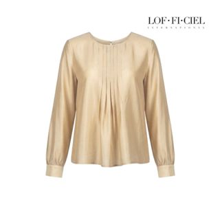 LOF-FI-CIEL เสื้อ ตรุษจีน ญ Sheer Satin Long sleeve Beige  เ…
