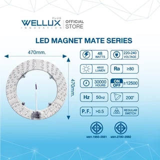 WELLUX แผงไฟแม่เหล็ก 25W 36W 48W แสงขาว แสงวอร์ม ทดแทนหลอดนีออนกลม LED MAGNET รุ่น MATE SERIES
