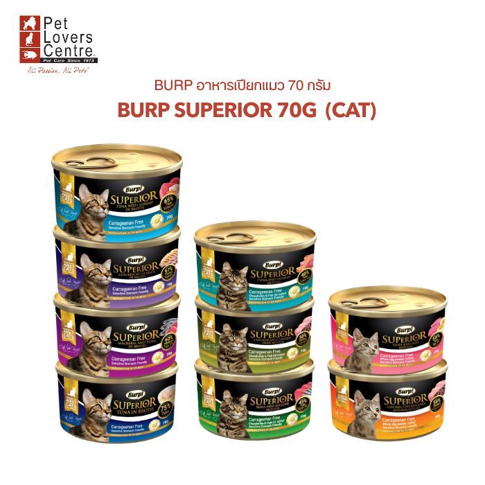 BURP SUPERIOR ซูพีเรียร์ อาหารแมวแบบกระป๋อง 70G(SET 12)EXP.08/2026