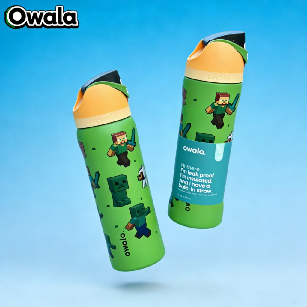 [พร้อมส่ง] ขวด Owala x Minecraft 16OZ/ 24oz/ 32oz เอาใจลูกชายสายเกมเมอร์ แถมซองคลุมแก้วและหลอดดื่มฟ