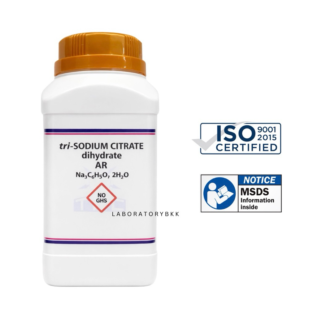 tri-sodium citrate ขนาด 1 kg. AR grade 99% ยี่ห้อ TPC tri-sodium citrate dihydrate laboratorybkk